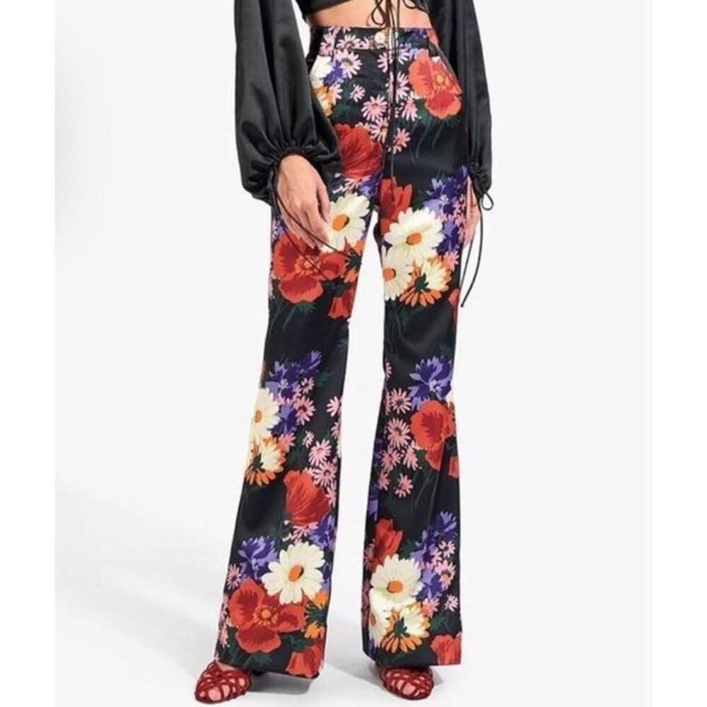 Staud Austin Floral Satin Pant